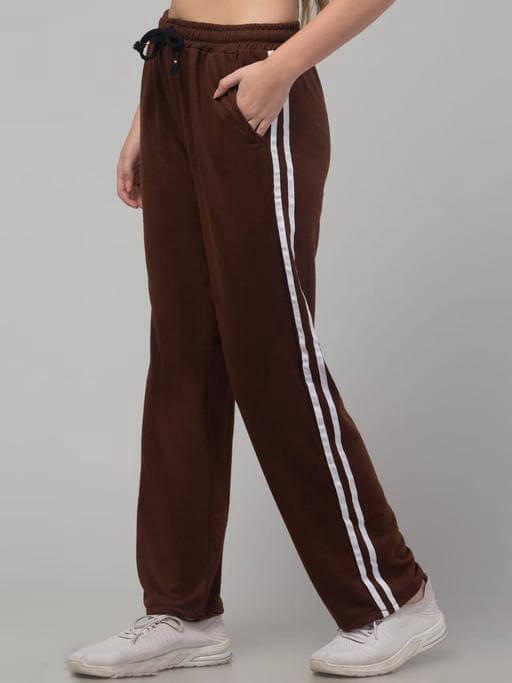     			CLOTHINA Women Cotton Blend Casual Trousers ( Brown )