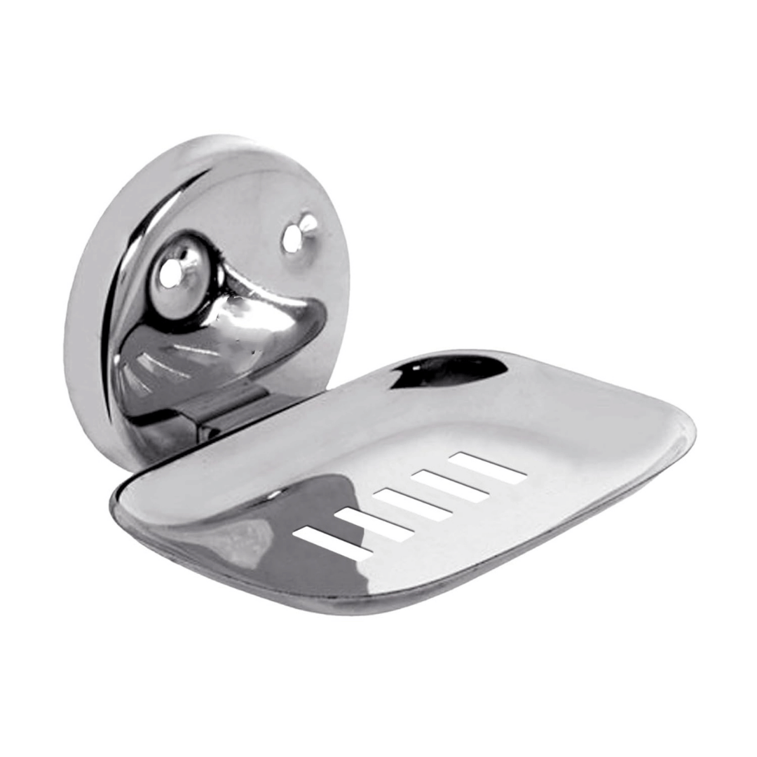 COSSIMO Slice Oval Stainless Steel Single Soap Dish/Soap Holder for Bathroom Wall Mount in Chrome Finish with Wall Flange for Wash Area/Kitchen & Bathroom (Pack of 1)