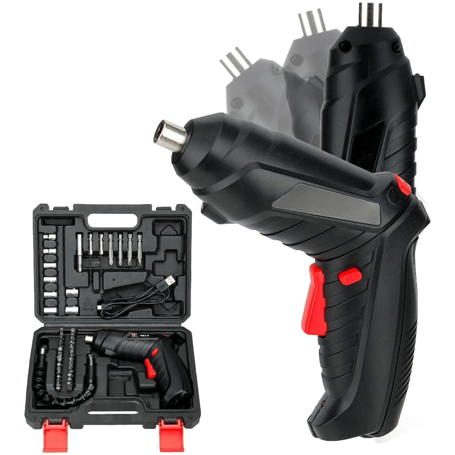     			Cordless Electric Screwdriver Drill with Built-in LED Rechargeable Wireless Drill Machine Kit Power Drill Screw Tool, Accessories (47 IN 1 Cordless Electric Screwdriver set)