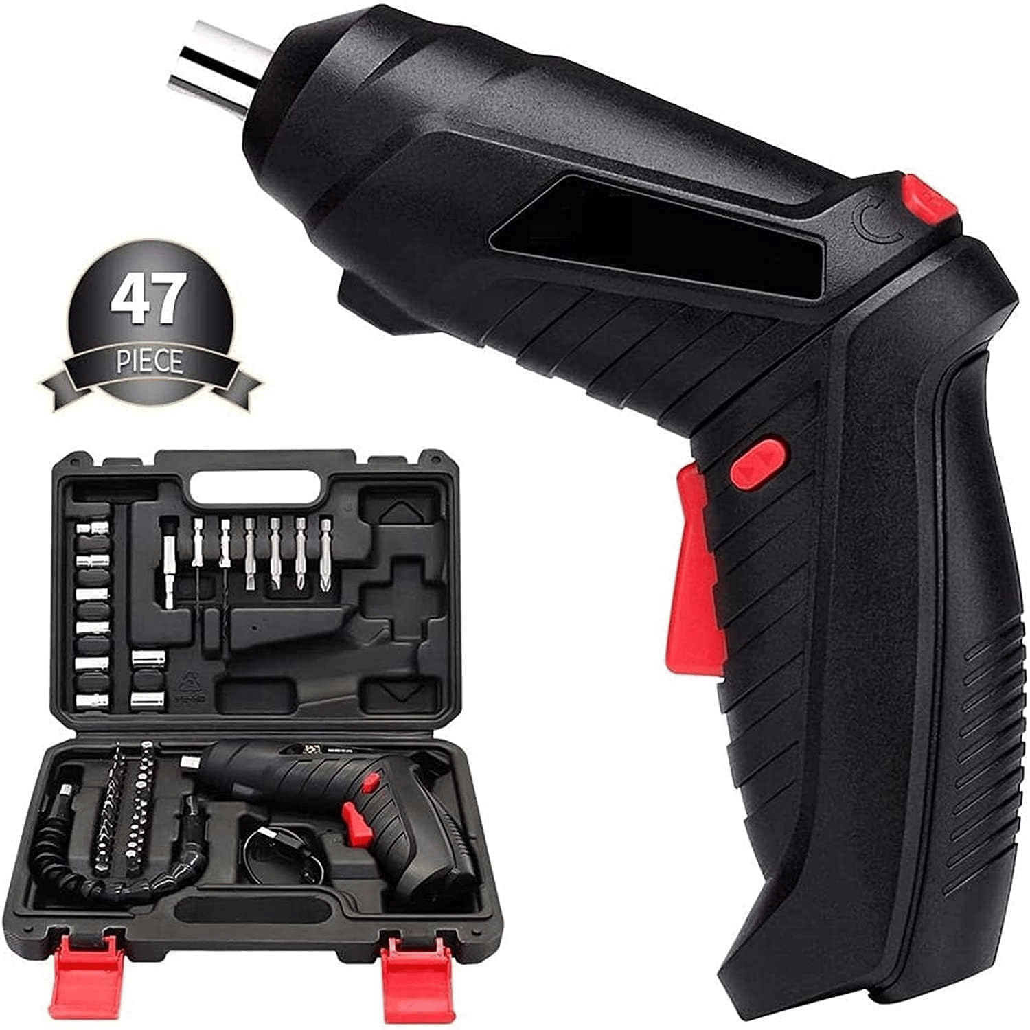 Cordless Electric Screwdriver Drill with Built-in LED Rechargeable Wireless Drill Machine Kit Power Drill Screw Tool, Accessories (47 IN 1 Cordless Electric Screwdriver set)