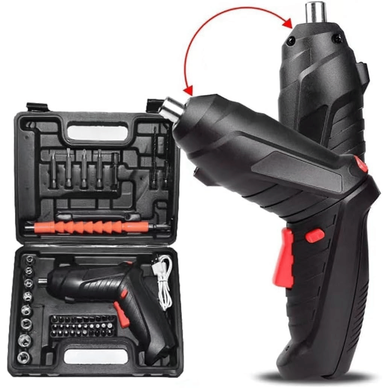     			Cordless Electric Screwdriver Drill with Built-in LED Rechargeable Wireless Drill Machine Kit Power Drill Screw Tool, Accessories (47 IN 1 Cordless Electric Screwdriver set)