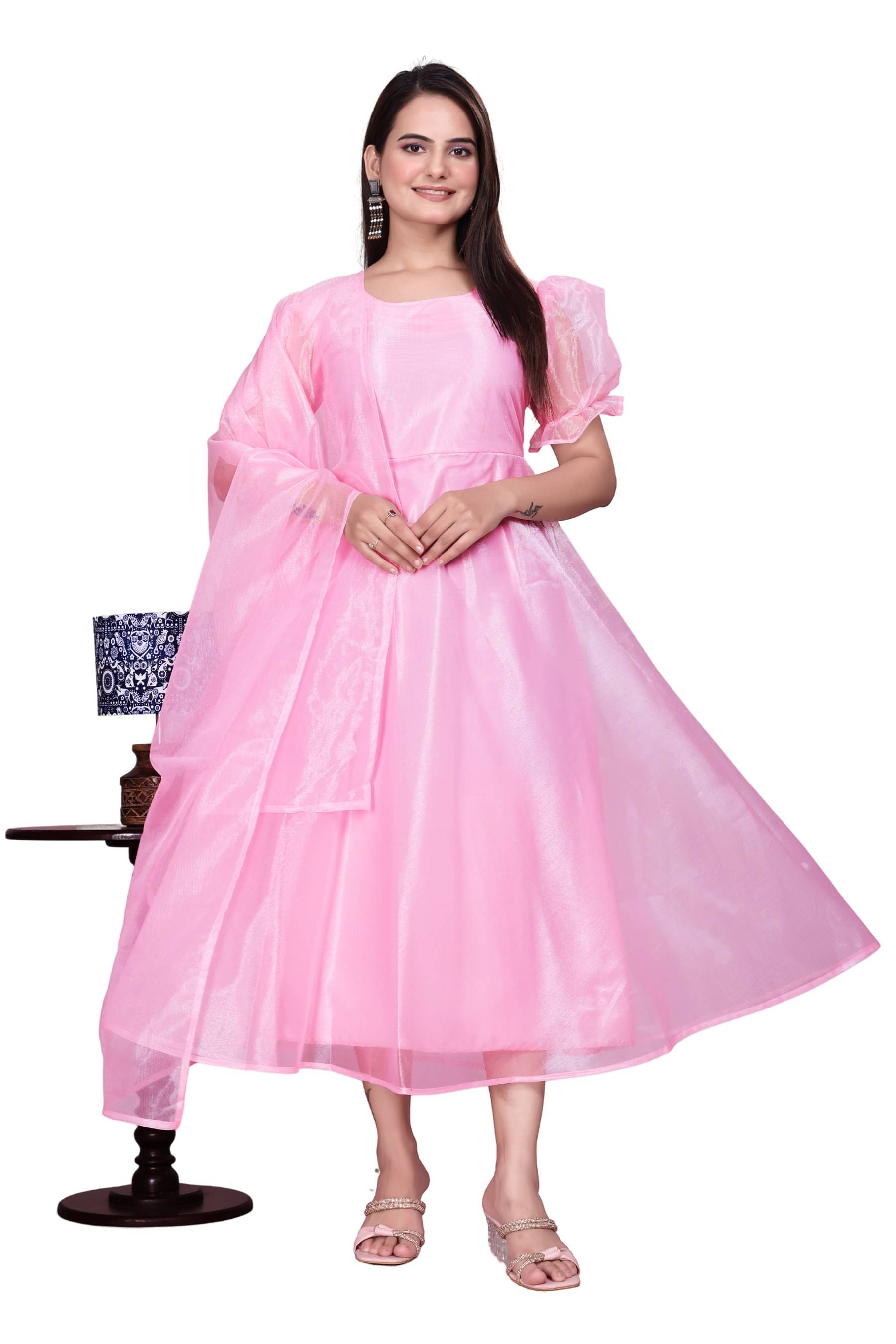     			D GLOBEMASTER Women Net Anarkali Stitched Ethnic Gown ( Pink )