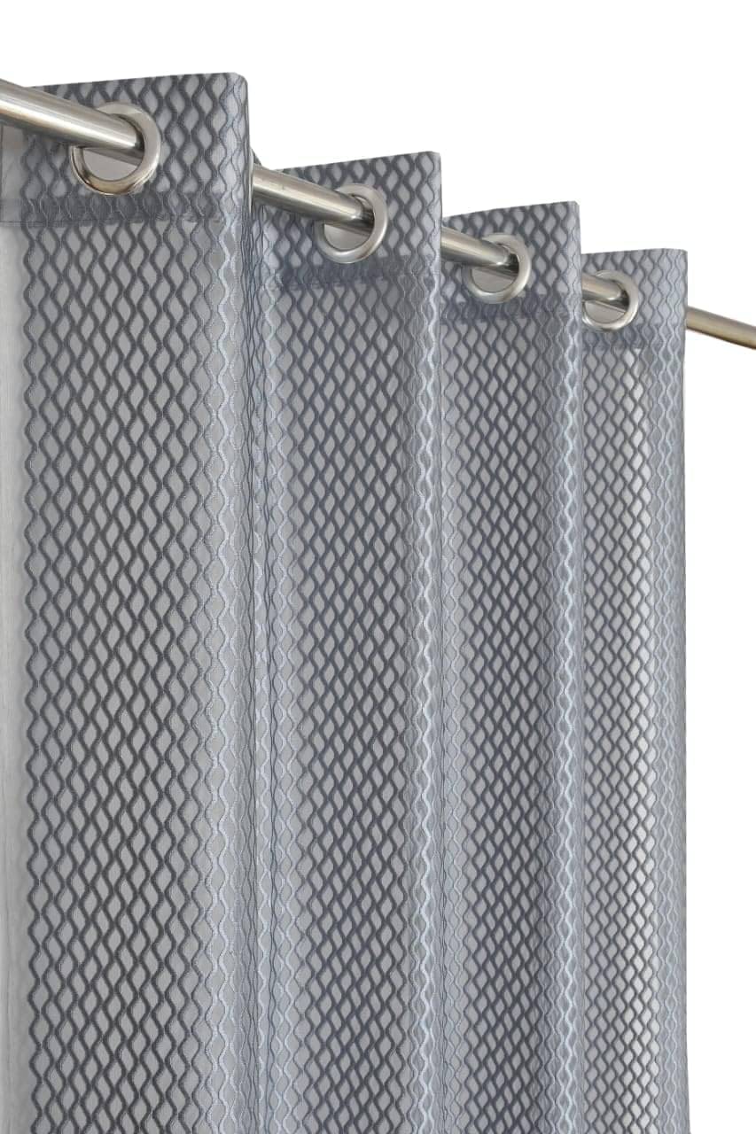     			Essensa furnishings Embroidered Semi-Transparent Rod Pocket Curtain 7 ft ( Pack of 1 ) - Grey