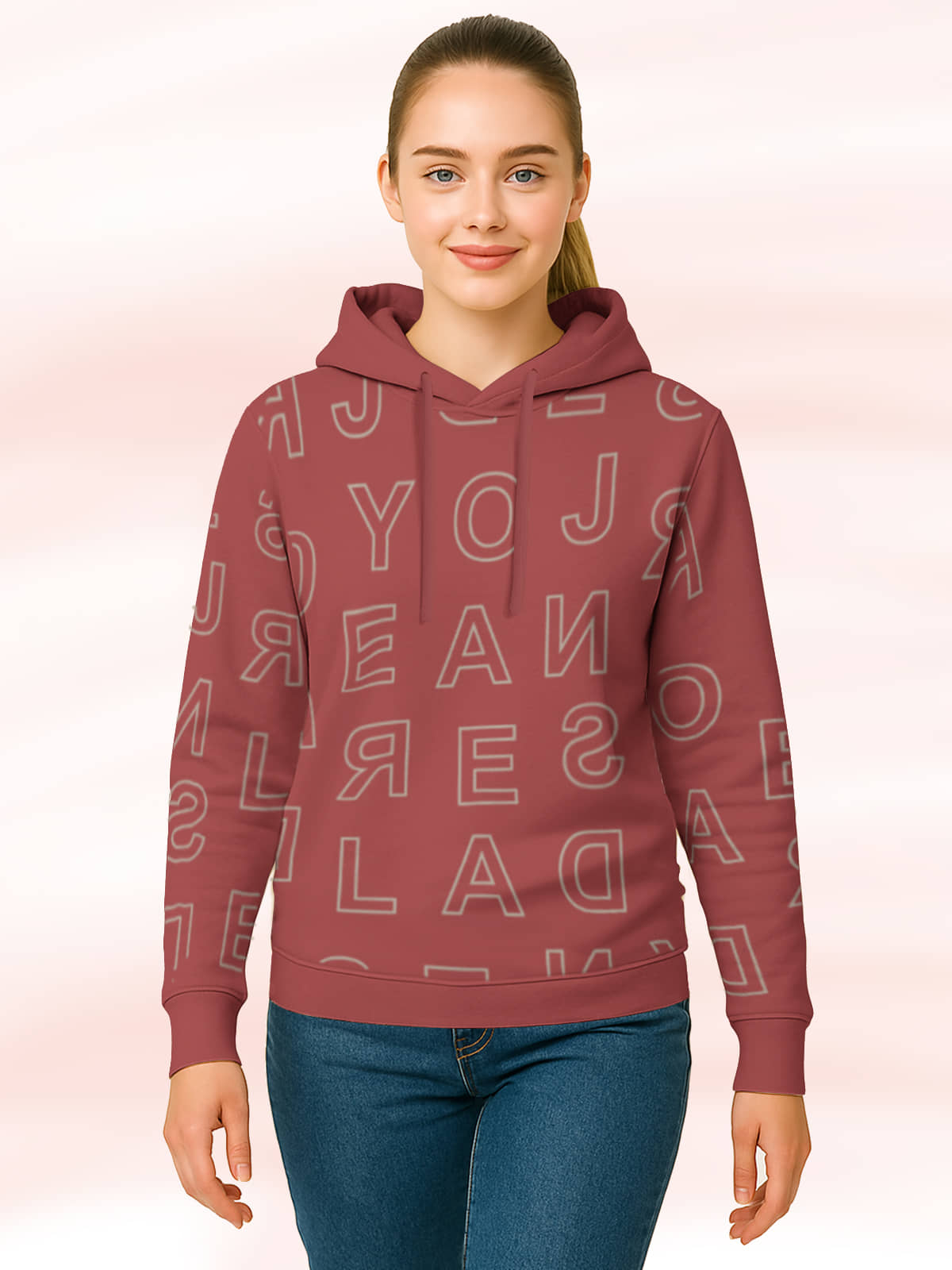 HELLCAT Women Cotton Blend Hooded Sweatshirt For ( Red )
