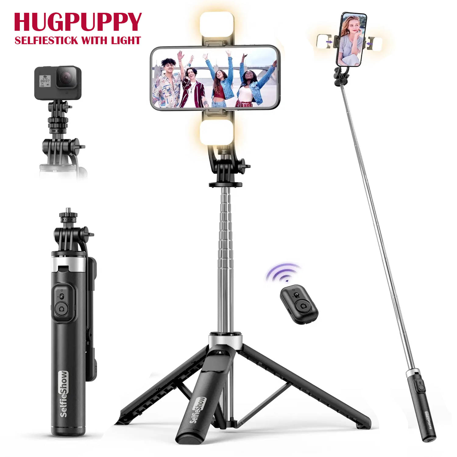     			HUG PUPPY Bluetooth Selfie Flash Light ( Black )