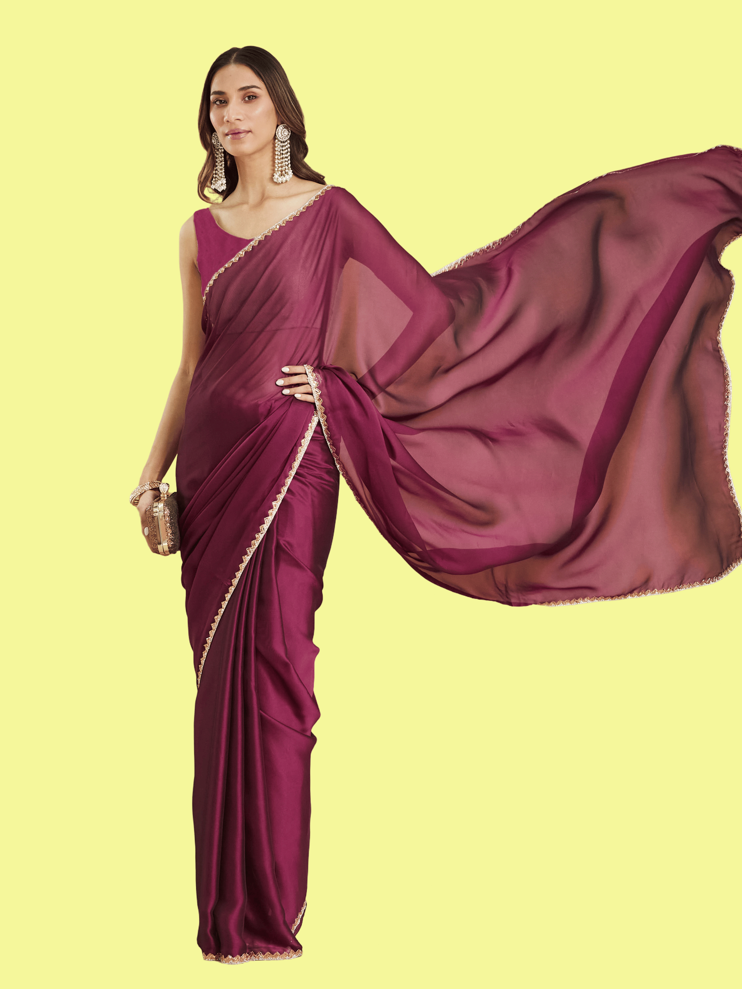    			Indy Bliss Silk Blend Self Design Patola Saree With Unstitched Blouse Piece ( Magenta )