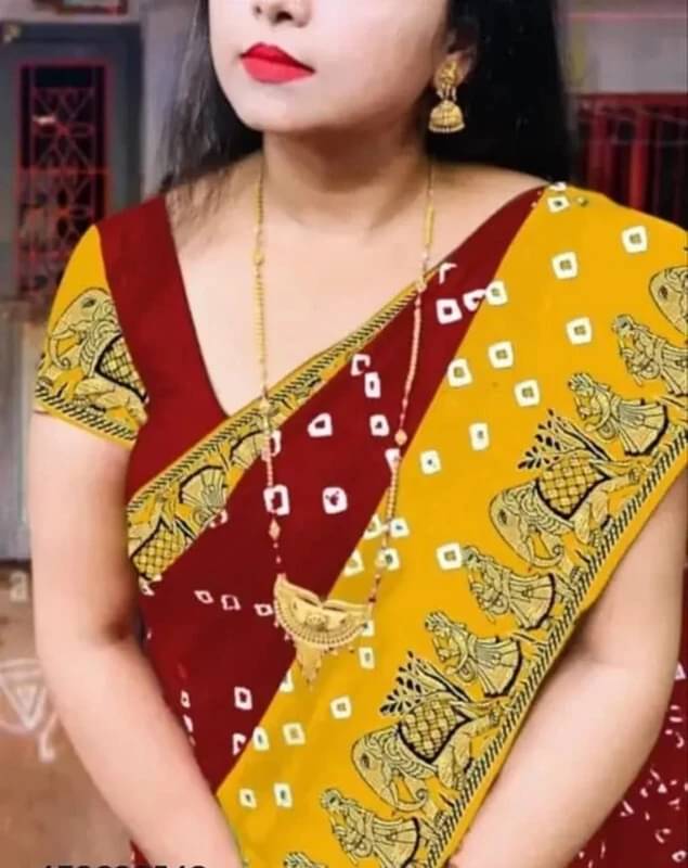     			JIHANA FAB Chiffon Printed Bandhani Sarees With Unstitched Blouse Piece ( Yellow )