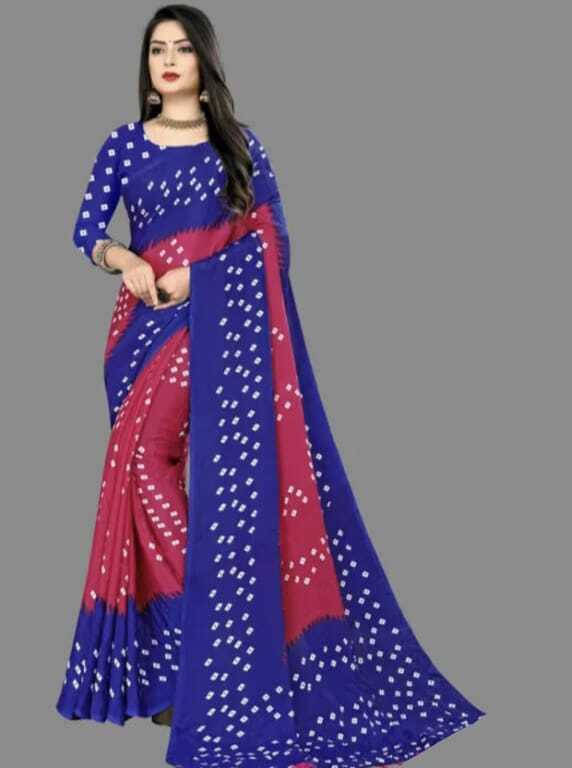 JIHANA FAB Chiffon Printed Bandhani Sarees With Unstitched Blouse Piece ( Red ) JIHANA FAB Chiffon Printed Bandhani Sarees With Unstitched Blouse Piece ( Red )