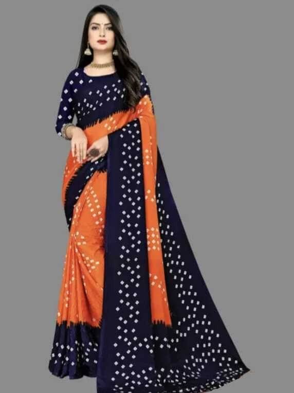 JIHANA FAB Chiffon Printed Bandhani Sarees With Unstitched Blouse Piece ( Orange ) JIHANA FAB Chiffon Printed Bandhani Sarees With Unstitched Blouse Piece ( Orange )