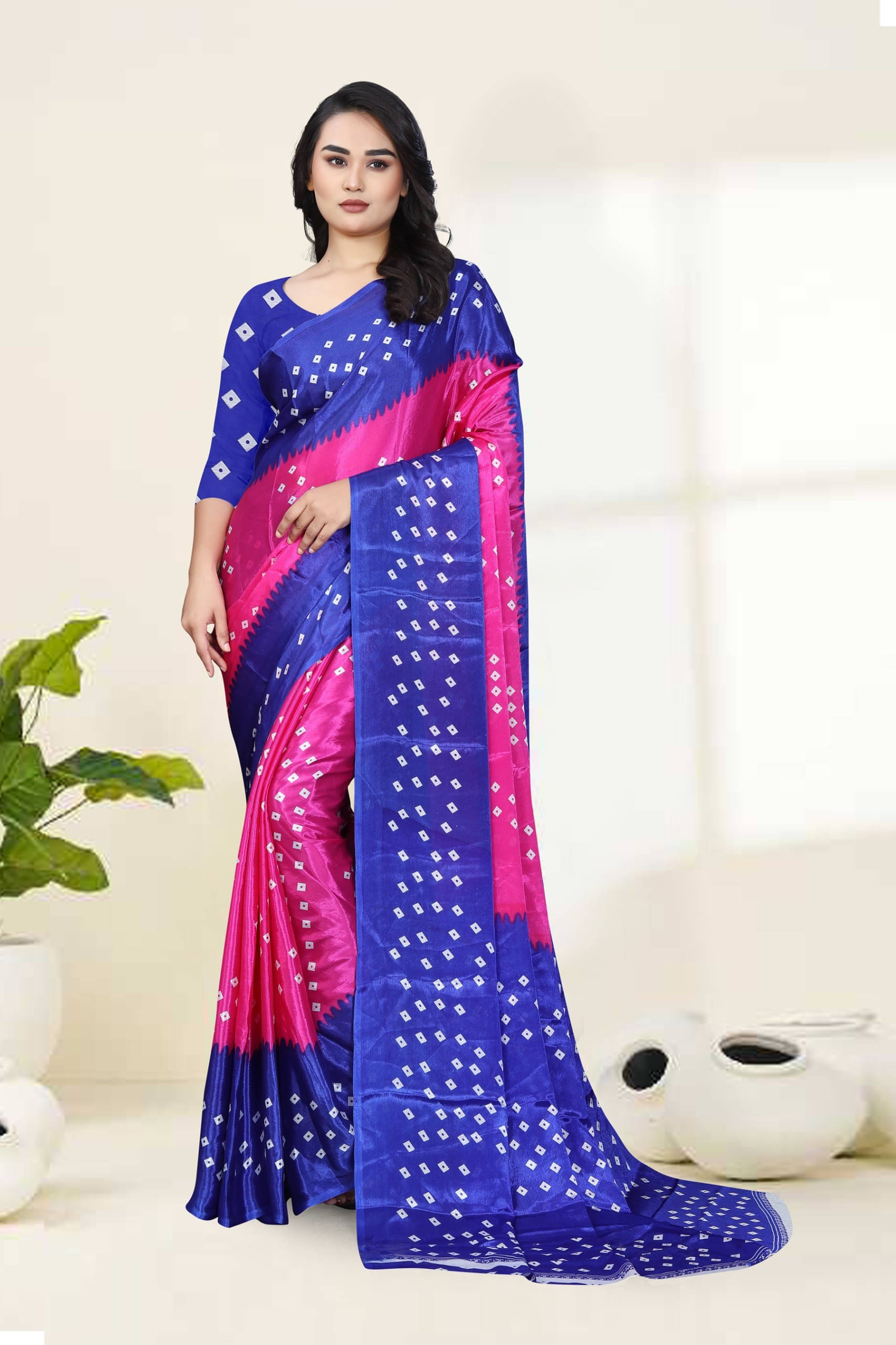 JIHANA FAB Chiffon Printed Bandhani Sarees With Unstitched Blouse Piece ( Pink ) JIHANA FAB Chiffon Printed Bandhani Sarees With Unstitched Blouse Piece ( Pink )