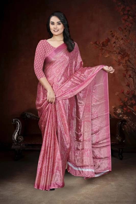 JIHANA FAB Georgette Printed Regular Saree With Unstitched Blouse Piece ( Pink ) JIHANA FAB Georgette Printed Regular Saree With Unstitched Blouse Piece ( Pink )