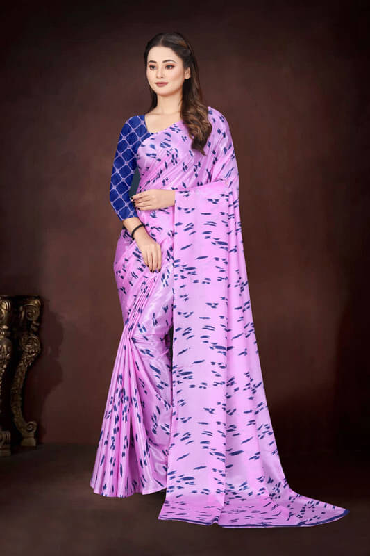     			JIHANA FAB Georgette Printed Regular Saree With Unstitched Blouse Piece ( Purple )
