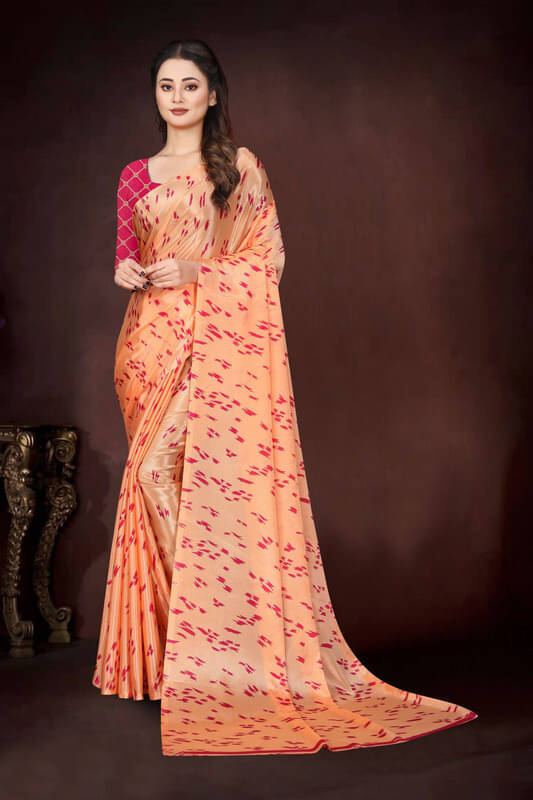     			JIHANA FAB Georgette Printed Regular Saree With Unstitched Blouse Piece ( Red )