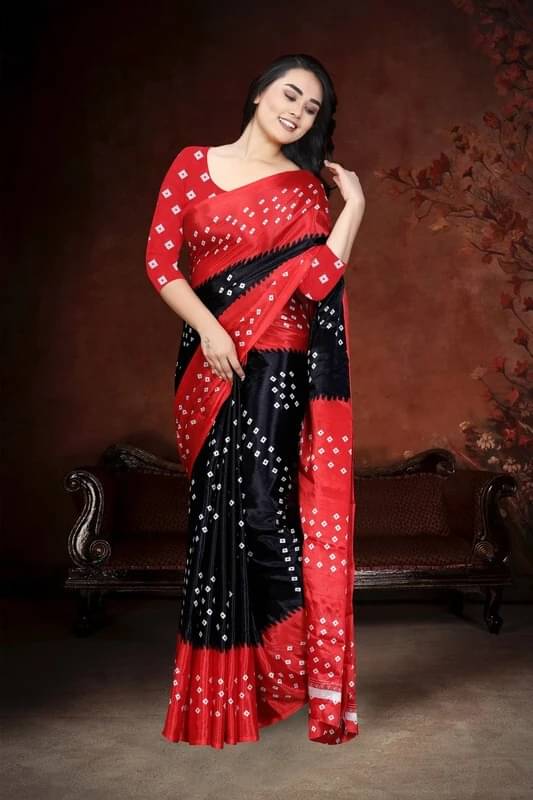     			JIHANA FAB Georgette Printed Regular Saree With Unstitched Blouse Piece ( Black )