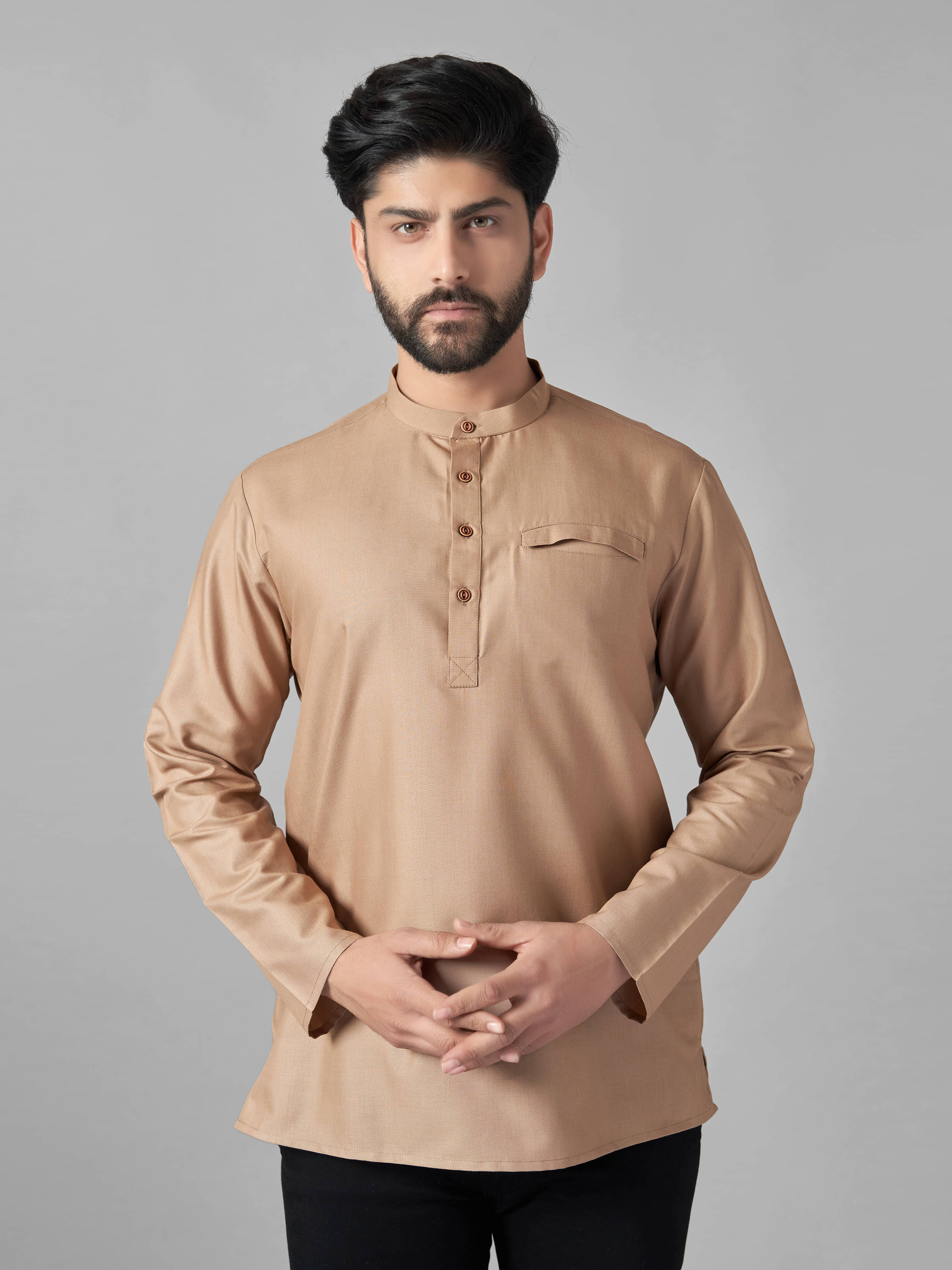     			JUGG JUGG JEEYO Beige Blended Men's Regular Kurta ( Pack of 1 )