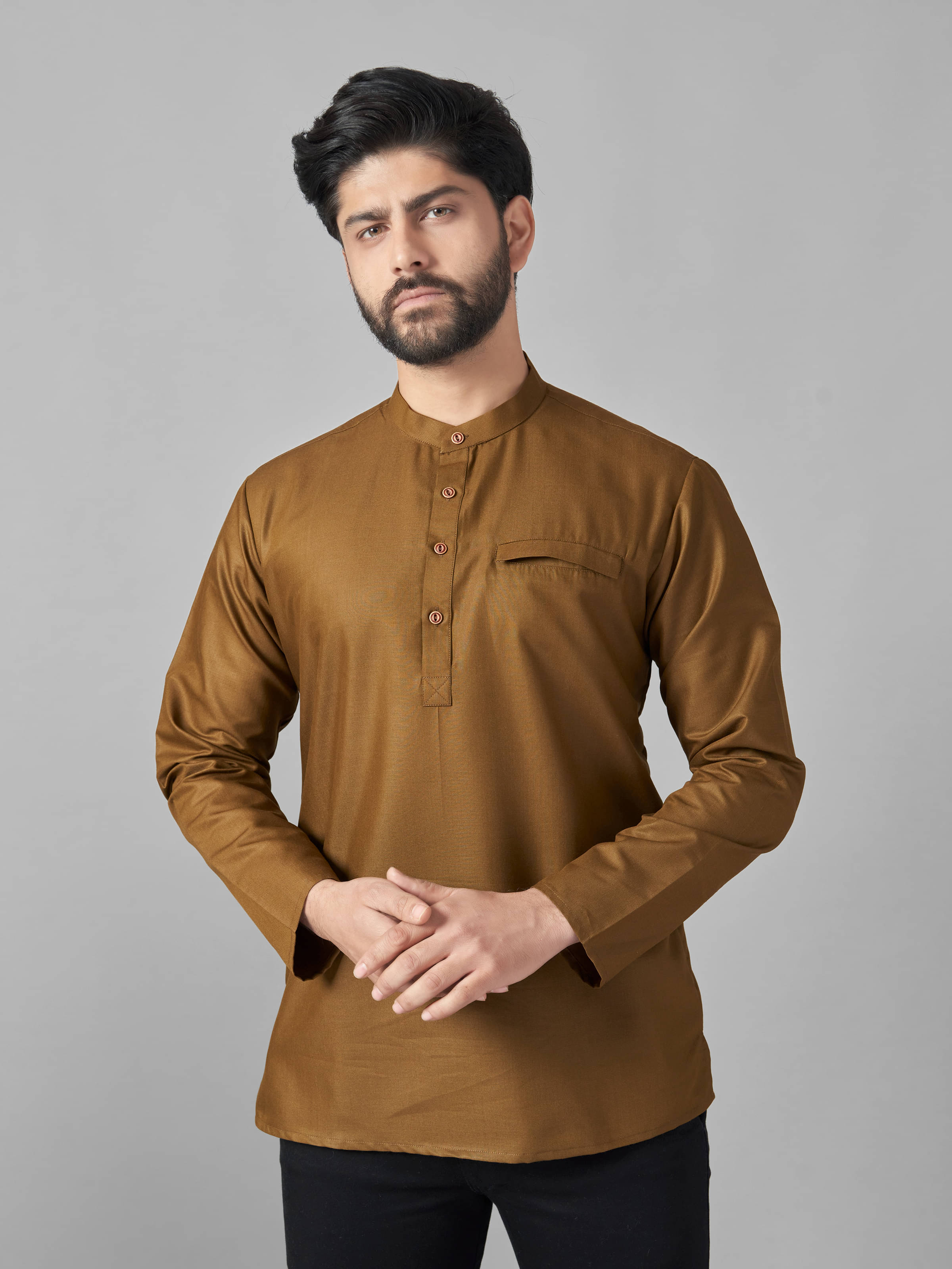 JUGG JUGG JEEYO Brown Blended Men's Regular Kurta ( Pack of 1 ) JUGG JUGG JEEYO Brown Blended Men's Regular Kurta ( Pack of 1 )