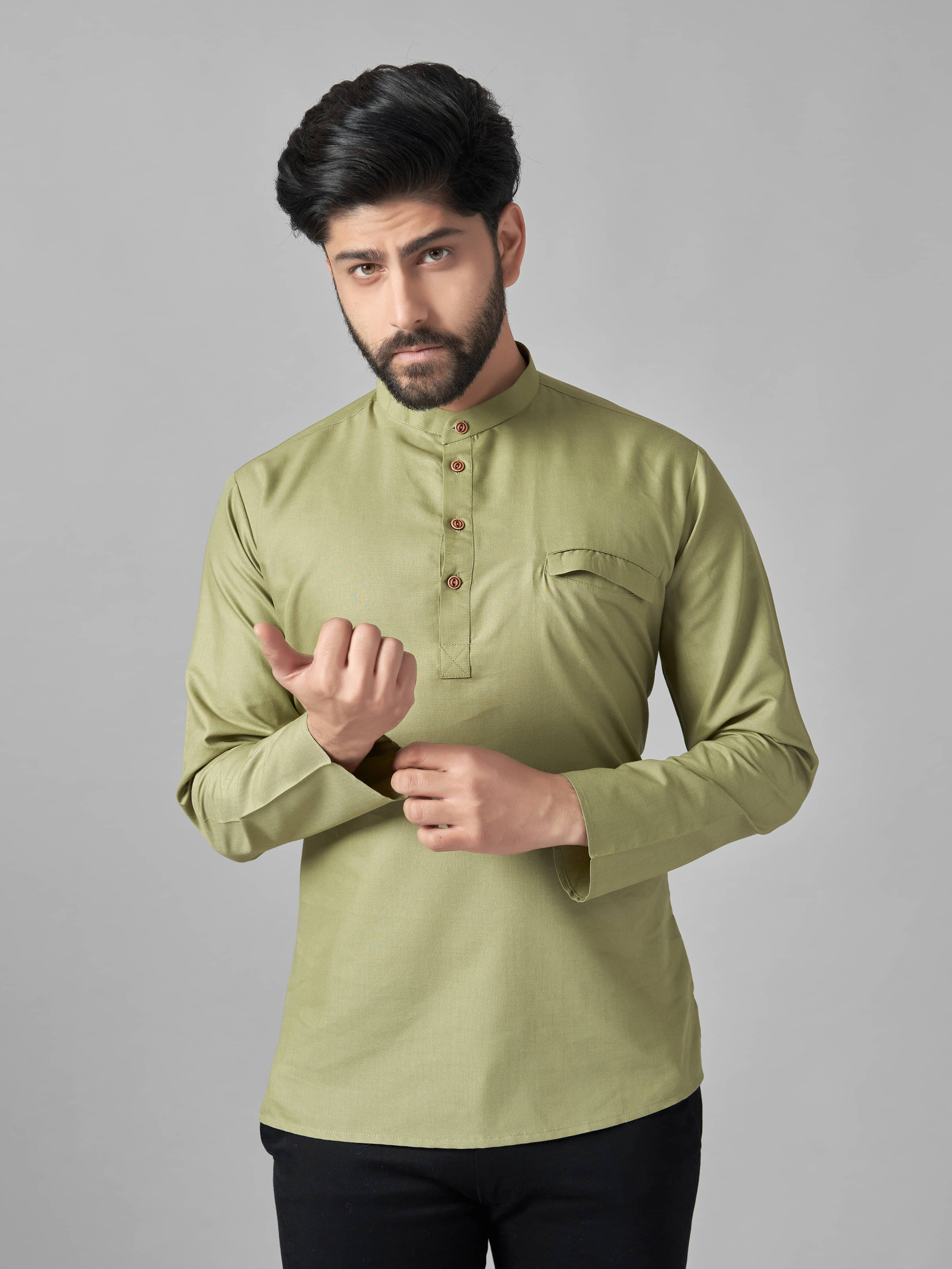 JUGG JUGG JEEYO Green Blended Men's Regular Kurta ( Pack of 1 ) JUGG JUGG JEEYO Green Blended Men's Regular Kurta ( Pack of 1 )