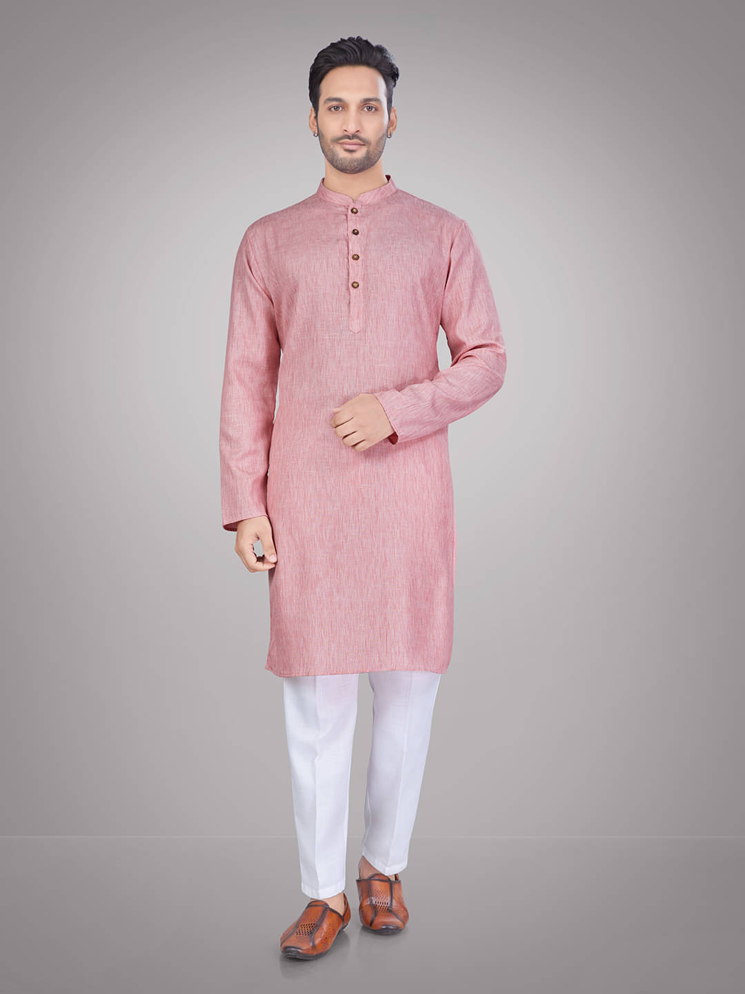    			JUGG JUGG JEEYO Pink Blended Fabric Regular Fit Men's Kurta Pyjama Set ( Pack of 1 )