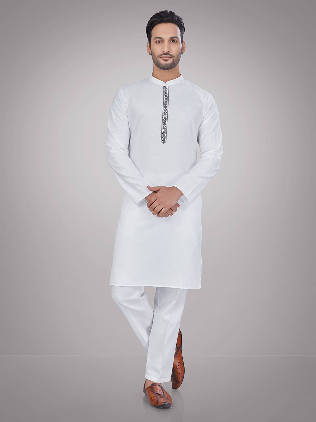     			JUGG JUGG JEEYO White Blended Fabric Regular Fit Men's Kurta Pyjama Set ( Pack of 1 )
