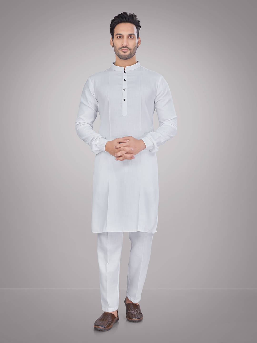     			JUGG JUGG JEEYO White Blended Fabric Regular Fit Men's Kurta Pyjama Set ( Pack of 1 )
