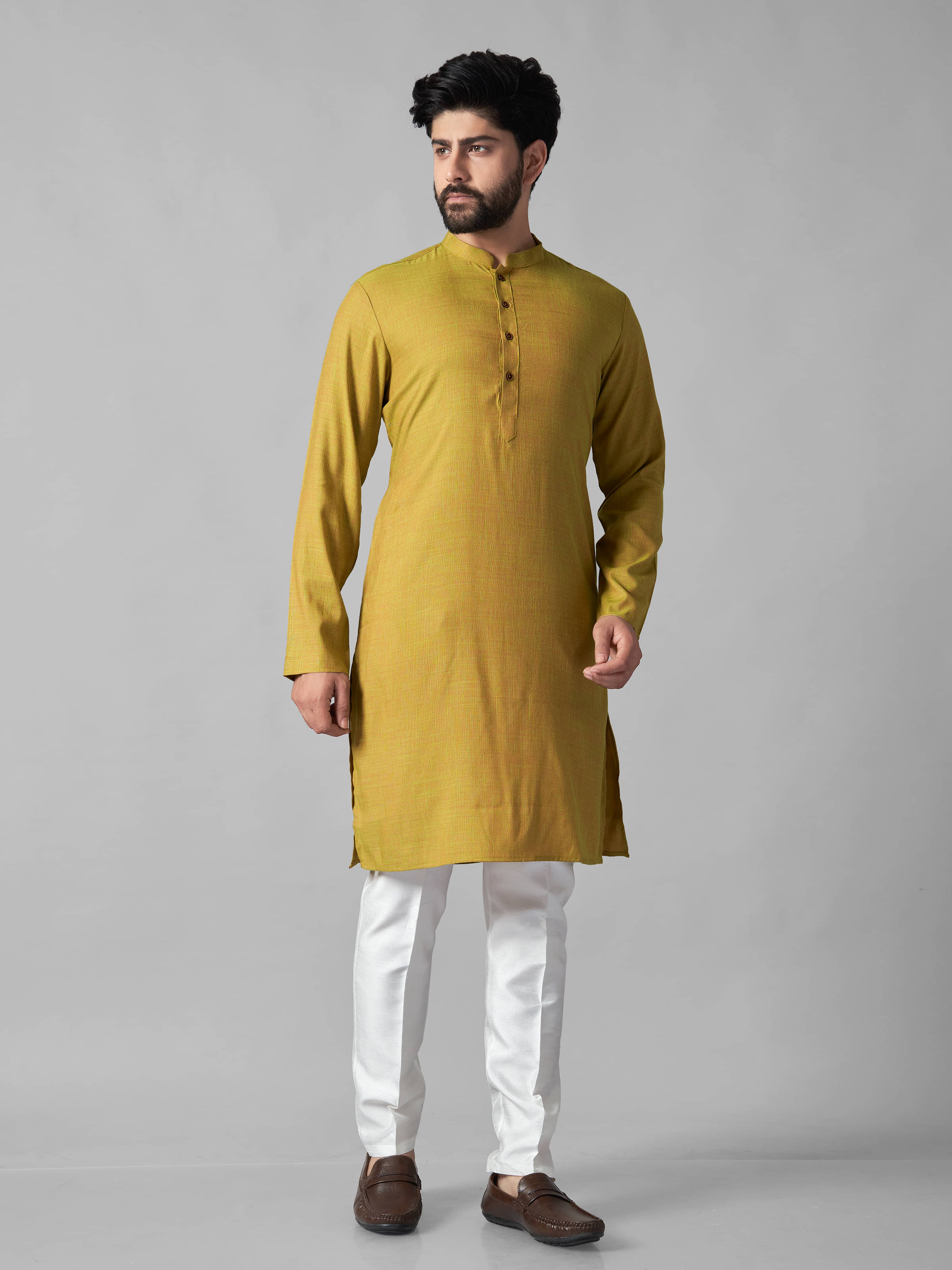     			JUGG JUGG JEEYO Yellow Blended Fabric Regular Fit Men's Kurta Pyjama Set ( Pack of 1 )