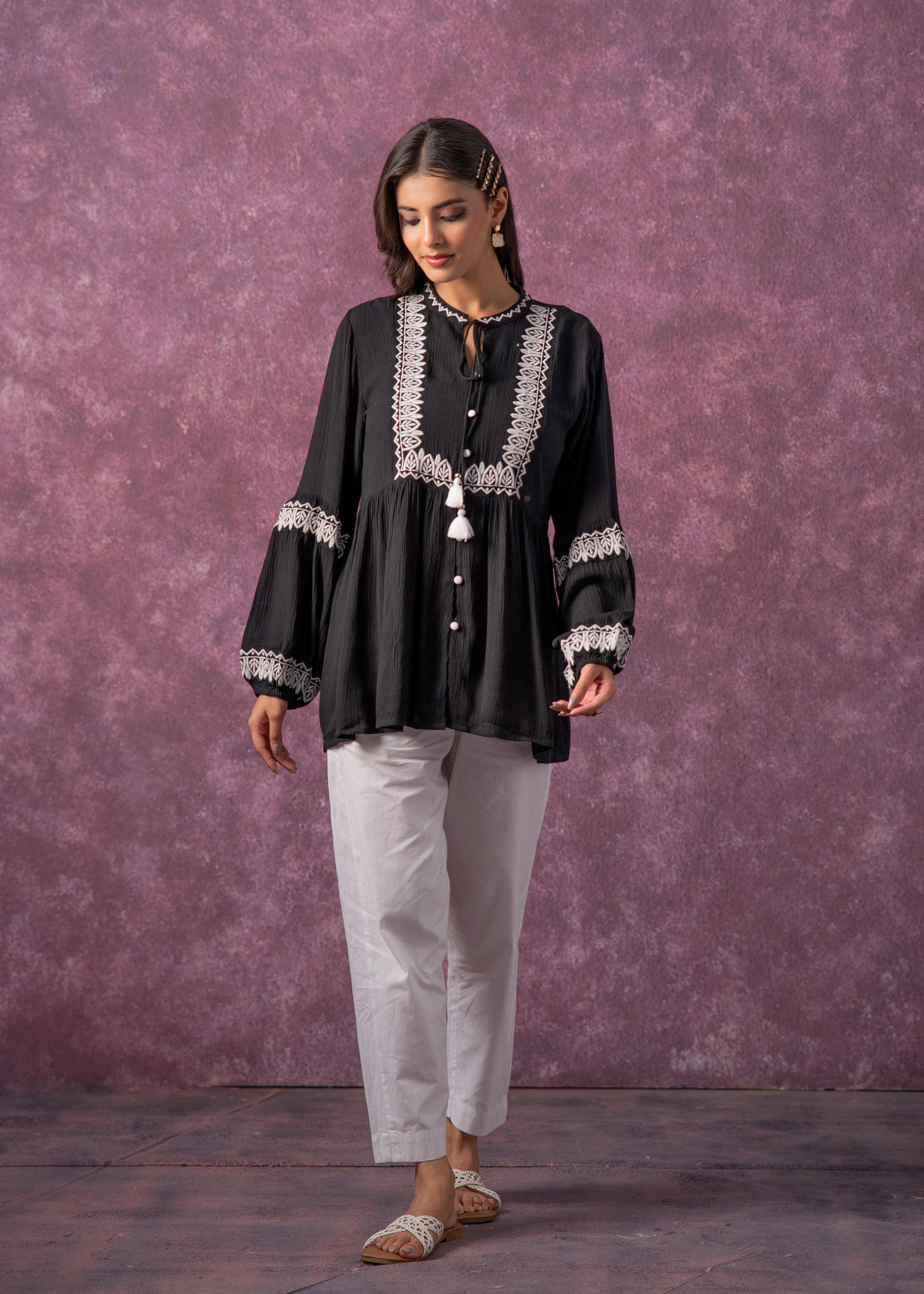     			Juniper Women's Viscose Tunic ( Black )