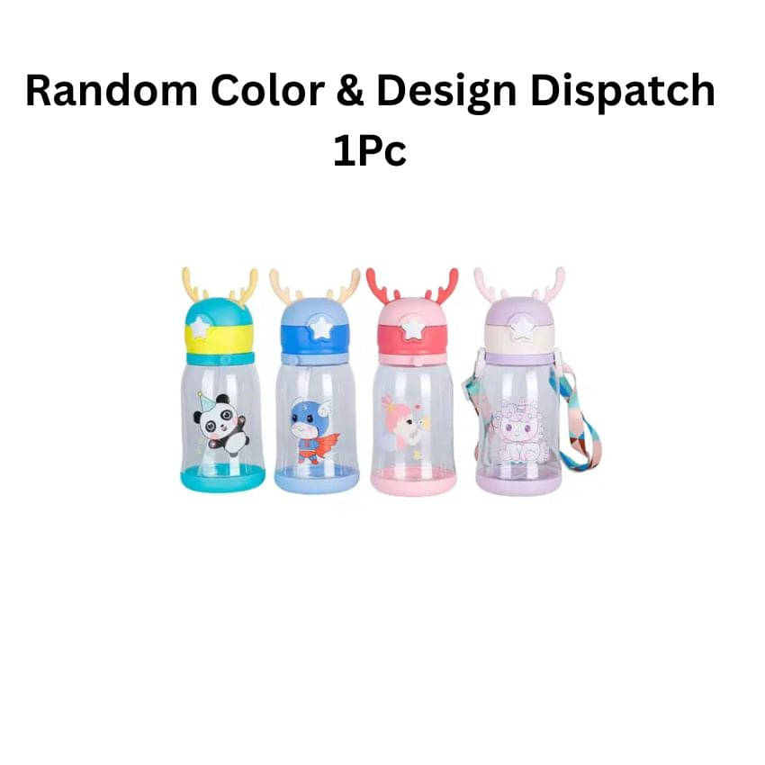     			Kalra Magic Straw with Bottle Drinking Spill-Proof Durable Water Kids Cartoon Colorful Strap & Handle Sipper for Character Cute Lid Antler Portable Leakproof, BPA-Free Carry Easy Prints, Animal Fun Children’s Cap Leakproof Pack 1
