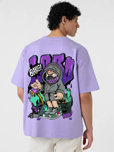 Kanhuzzz Men Cotton Oversized Fit Printed T-Shirt ( Purple ) Kanhuzzz Men Cotton Oversized Fit Printed T-Shirt ( Purple )
