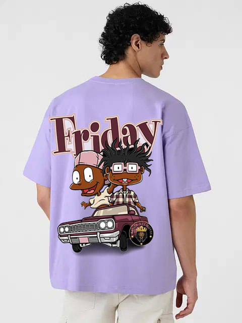 Kanhuzzz Men Cotton Oversized Fit Printed T-Shirt ( Purple ) Kanhuzzz Men Cotton Oversized Fit Printed T-Shirt ( Purple )