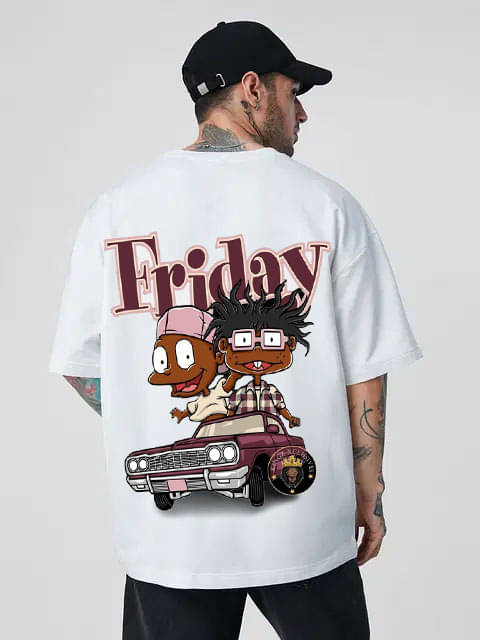 Kanhuzzz Men Cotton Oversized Fit Printed T-Shirt ( White ) Kanhuzzz Men Cotton Oversized Fit Printed T-Shirt ( White )