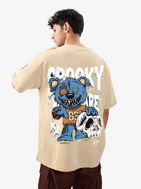 Kanhuzzz Men Cotton Oversized Fit Printed T-Shirt ( Beige ) Kanhuzzz Men Cotton Oversized Fit Printed T-Shirt ( Beige )