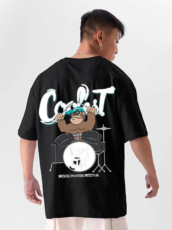 Kanhuzzz Men Cotton Oversized Fit Printed T-Shirt ( Black ) Kanhuzzz Men Cotton Oversized Fit Printed T-Shirt ( Black )