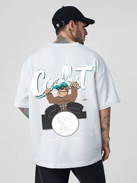 Kanhuzzz Men Cotton Oversized Fit Printed T-Shirt ( White ) Kanhuzzz Men Cotton Oversized Fit Printed T-Shirt ( White )