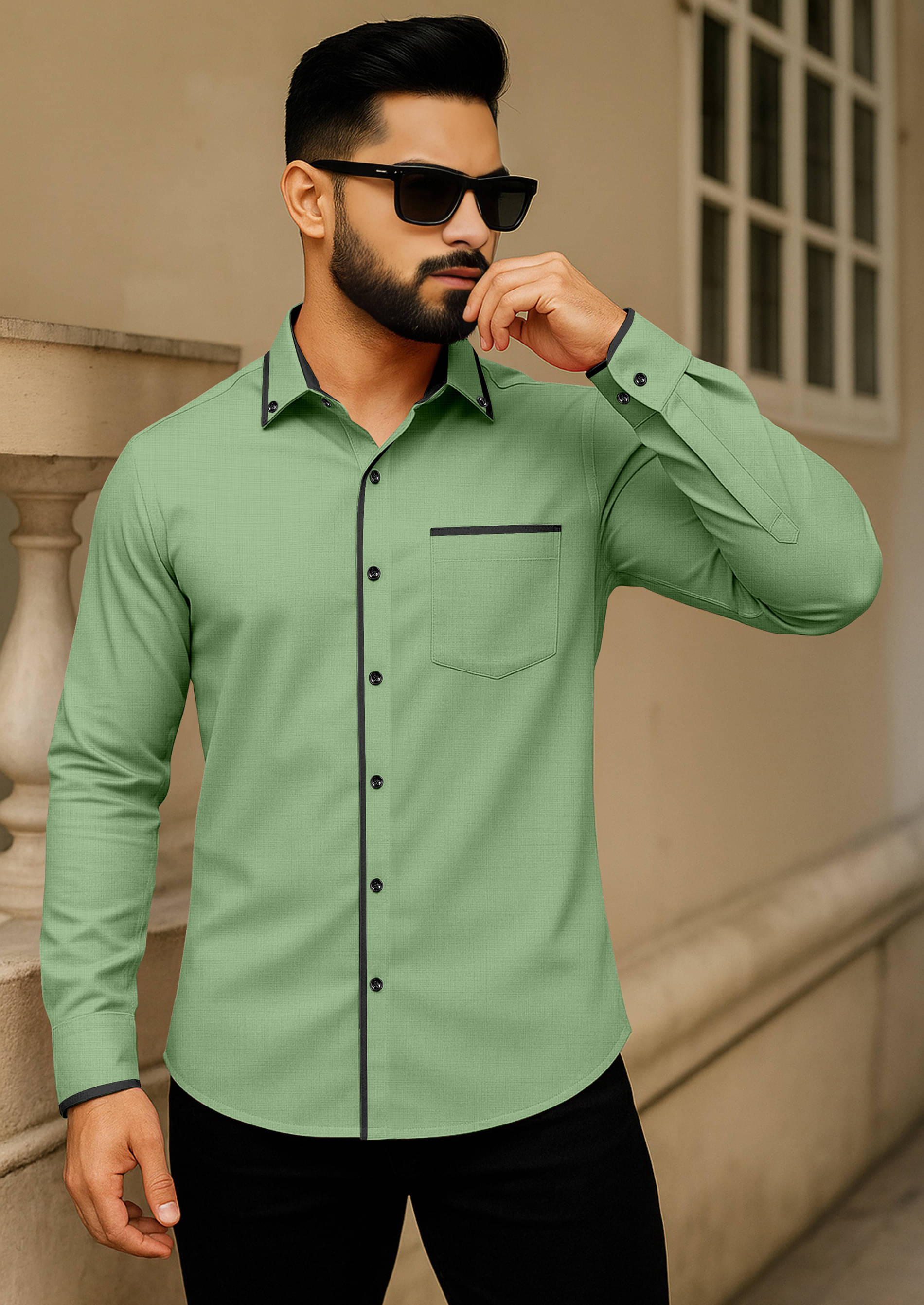     			LAXBON 100% Cotton Regular Fit Solids Full Sleeves Men's Casual Shirt - Green ( Pack of 1 )