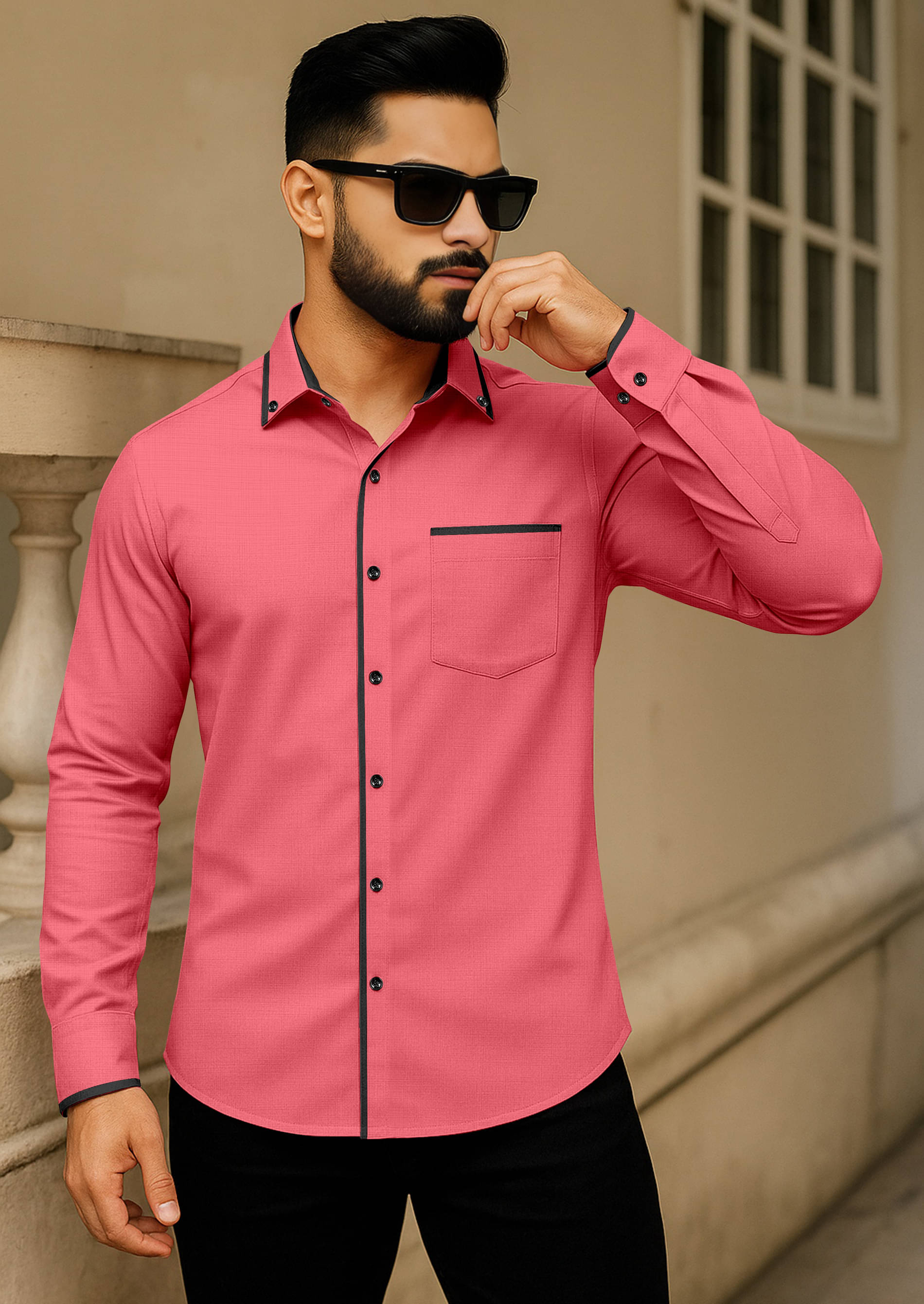 LAXBON 100% Cotton Regular Fit Solids Full Sleeves Men's Casual Shirt - Pink ( Pack of 1 ) LAXBON 100% Cotton Regular Fit Solids Full Sleeves Men's Casual Shirt - Pink ( Pack of 1 )