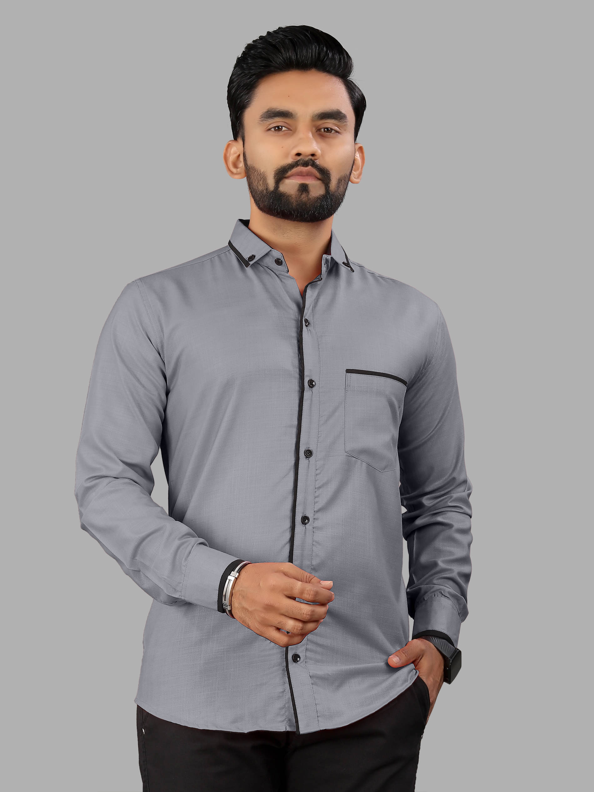 LAXBON 100% Cotton Regular Fit Solids Full Sleeves Men's Casual Shirt - Grey ( Pack of 1 ) LAXBON 100% Cotton Regular Fit Solids Full Sleeves Men's Casual Shirt - Grey ( Pack of 1 )