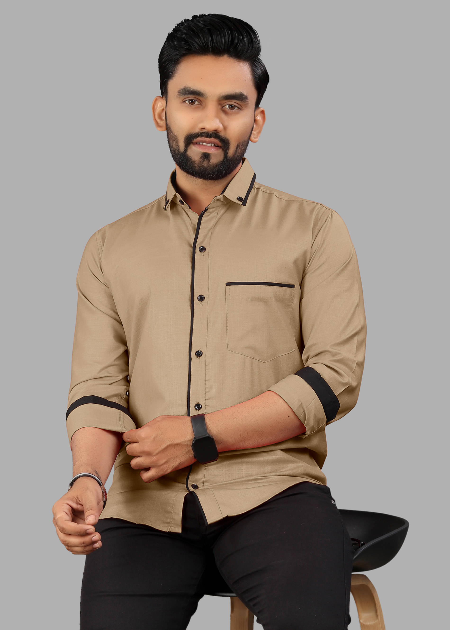     			LAXBON 100% Cotton Regular Fit Solids Full Sleeves Men's Casual Shirt - Beige ( Pack of 1 )