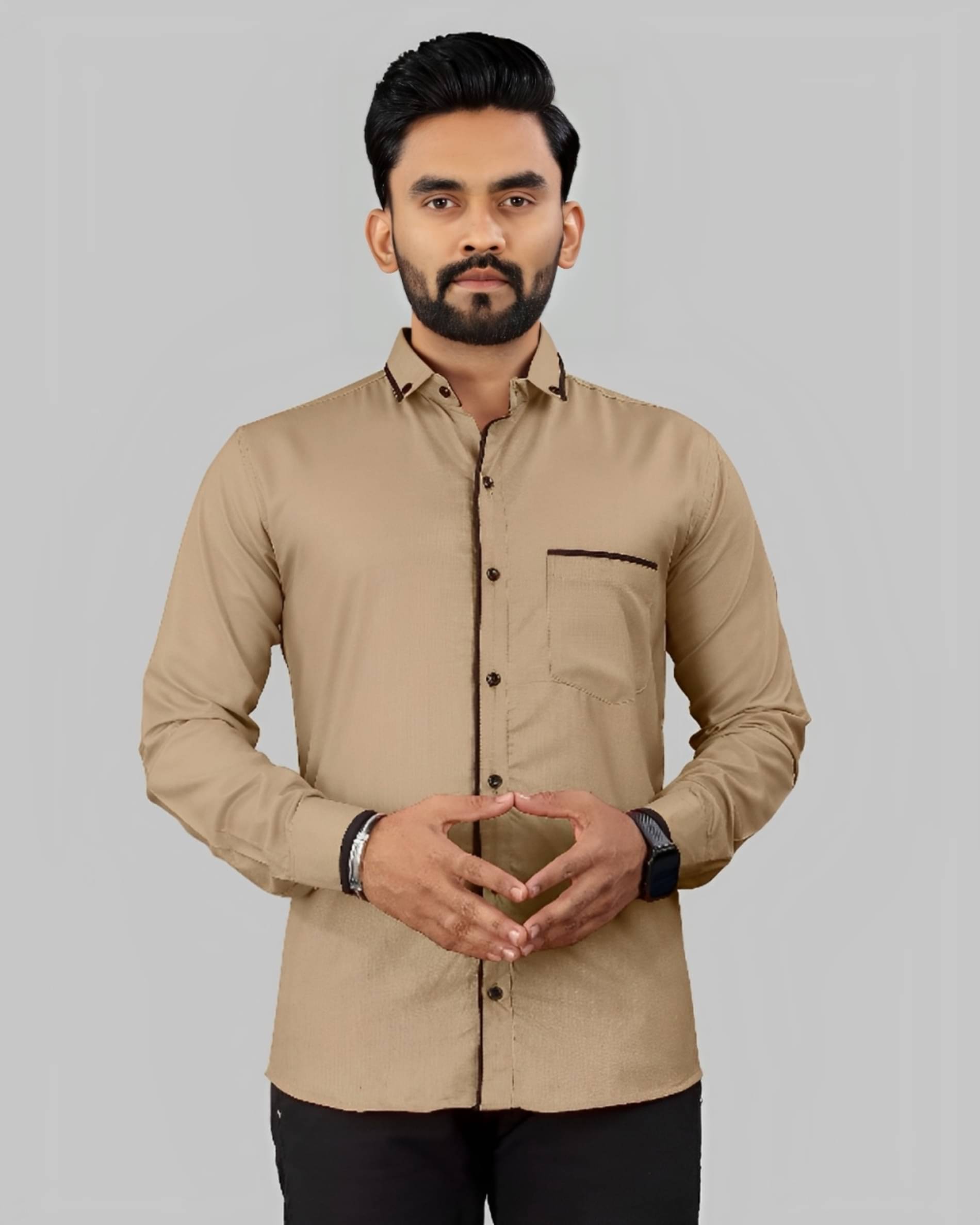     			LAXBON 100% Cotton Regular Fit Solids Full Sleeves Men's Casual Shirt - Beige ( Pack of 1 )