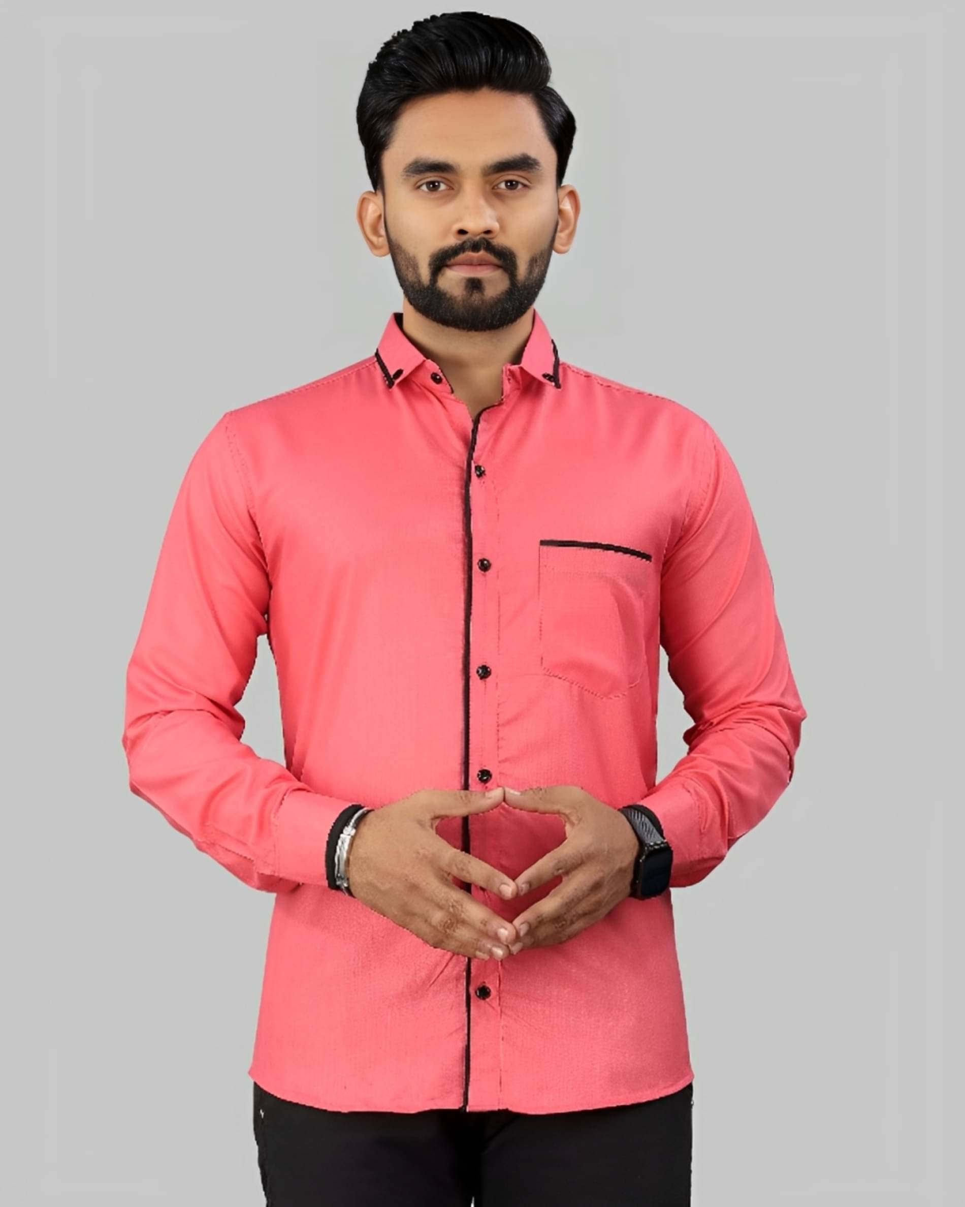     			LAXBON 100% Cotton Regular Fit Solids Full Sleeves Men's Casual Shirt - Pink ( Pack of 1 )