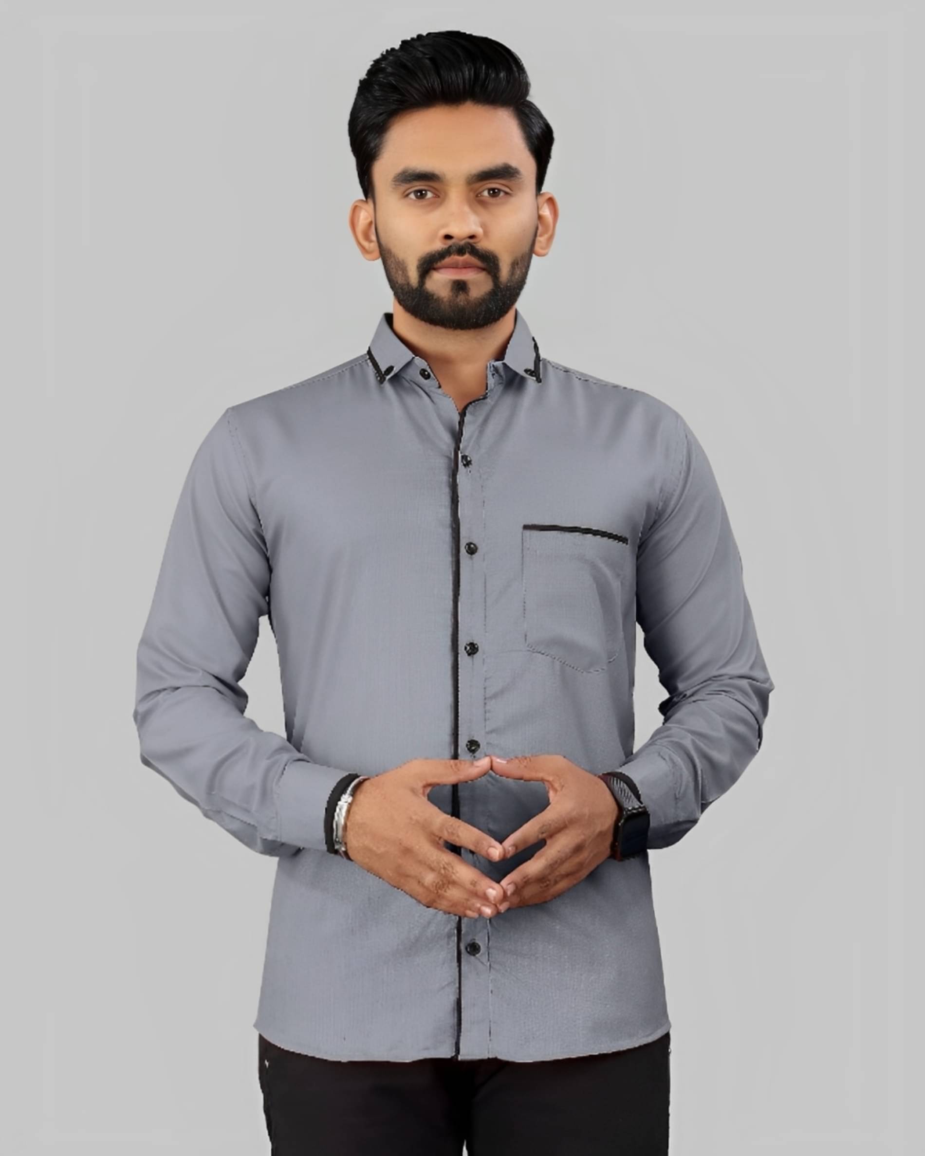 LAXBON 100% Cotton Regular Fit Solids Full Sleeves Men's Casual Shirt - Grey ( Pack of 1 ) LAXBON 100% Cotton Regular Fit Solids Full Sleeves Men's Casual Shirt - Grey ( Pack of 1 )