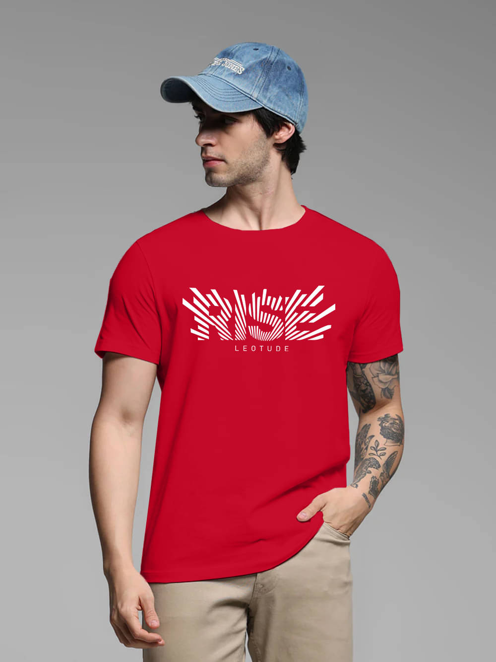     			Leotude Men Cotton Blend Regular Fit Printed T-Shirt ( Red )
