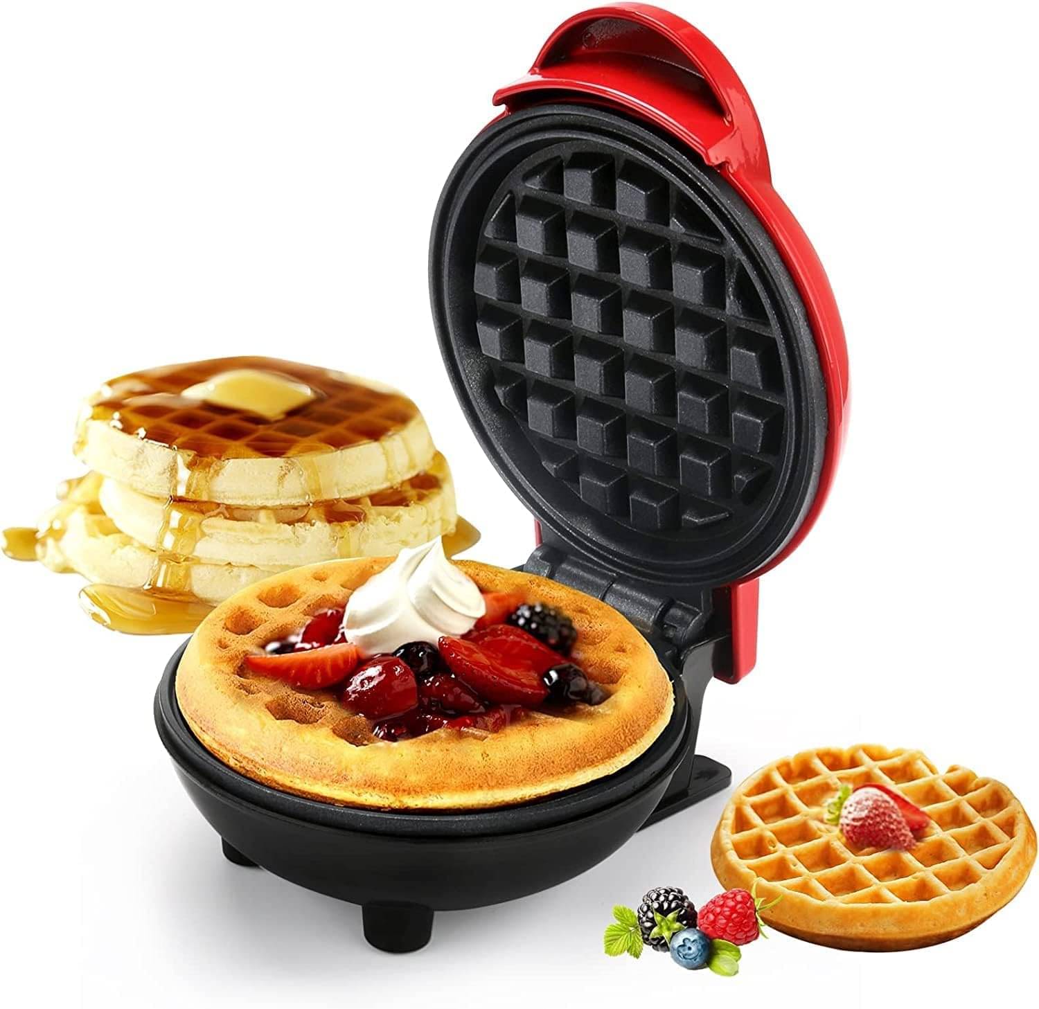     			Mini Waffle Maker Machine 3 In 1 Waffle Iron Home Appliances Kitchen Easy To Clean, 4 Inch, Perfect For Breakfast, Dessert, Sandwich, Pan Cakes, Other Snacks