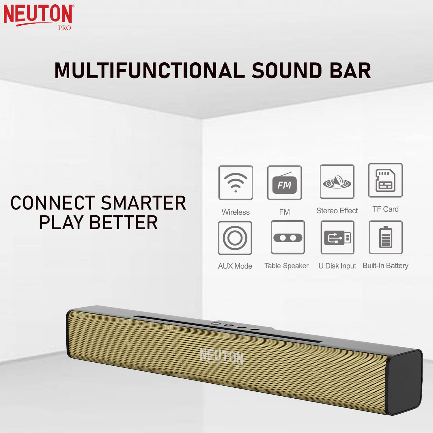     			NEUTON PRO ROMEO BAR 40 W Bluetooth Speaker Bluetooth v5.0 with USB,Aux,SD card Slot Playback Time 5 hrs Black