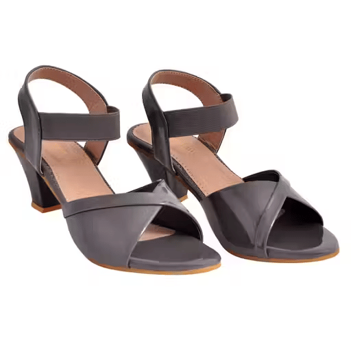 NUSRATALI Gray Women's Sandal Heels NUSRATALI Gray Women's Sandal Heels