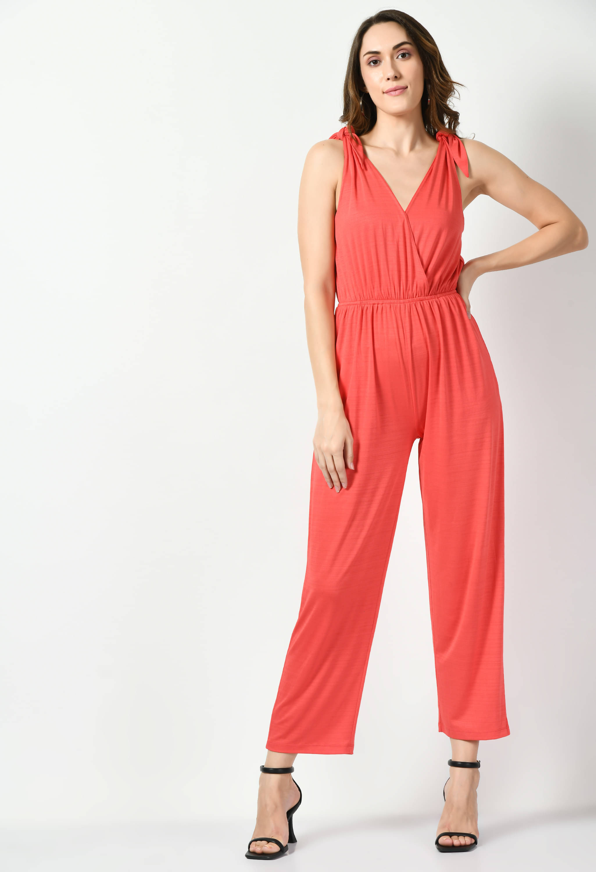 PRETILLY Women Solid Cotton Jumpsuit ( Orange ) PRETILLY Women Solid Cotton Jumpsuit ( Orange )