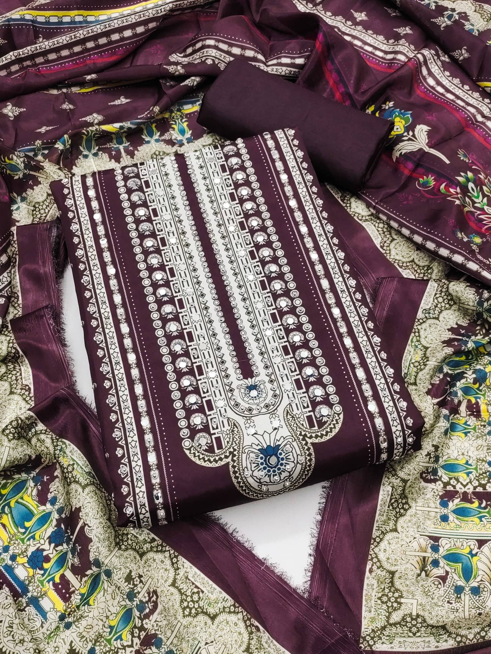     			Panbai sarees Women Silk Blend Unstitched Dress Material ( Purple )