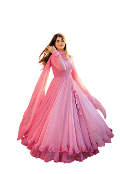 RADHA RANI TEX Women Georgette Dyed Ethnic Dress ( Pink ) RADHA RANI TEX Women Georgette Dyed Ethnic Dress ( Pink )
