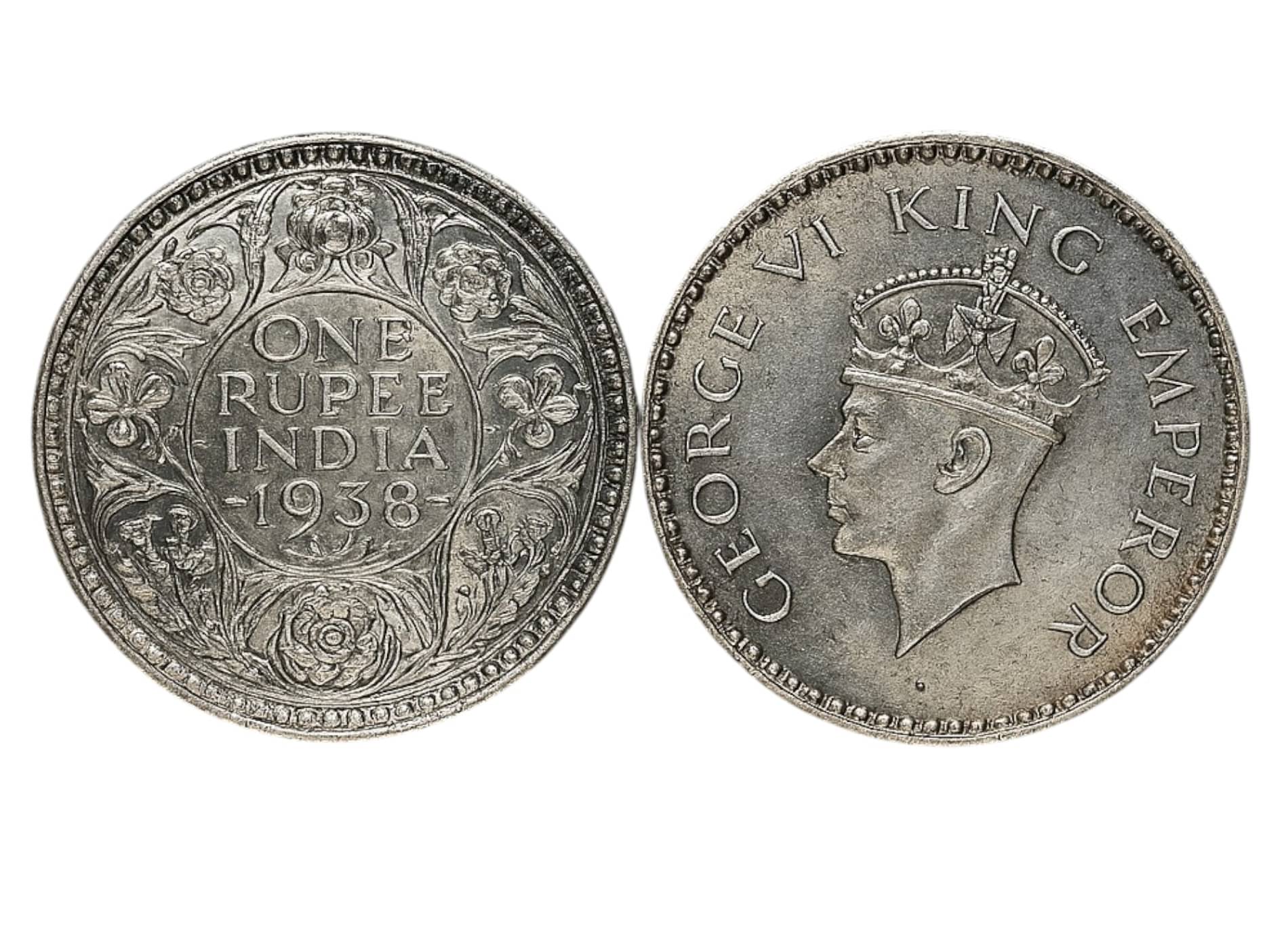     			Rare One Rupee 1938 King George British India – Fancy Limited Issue Coin