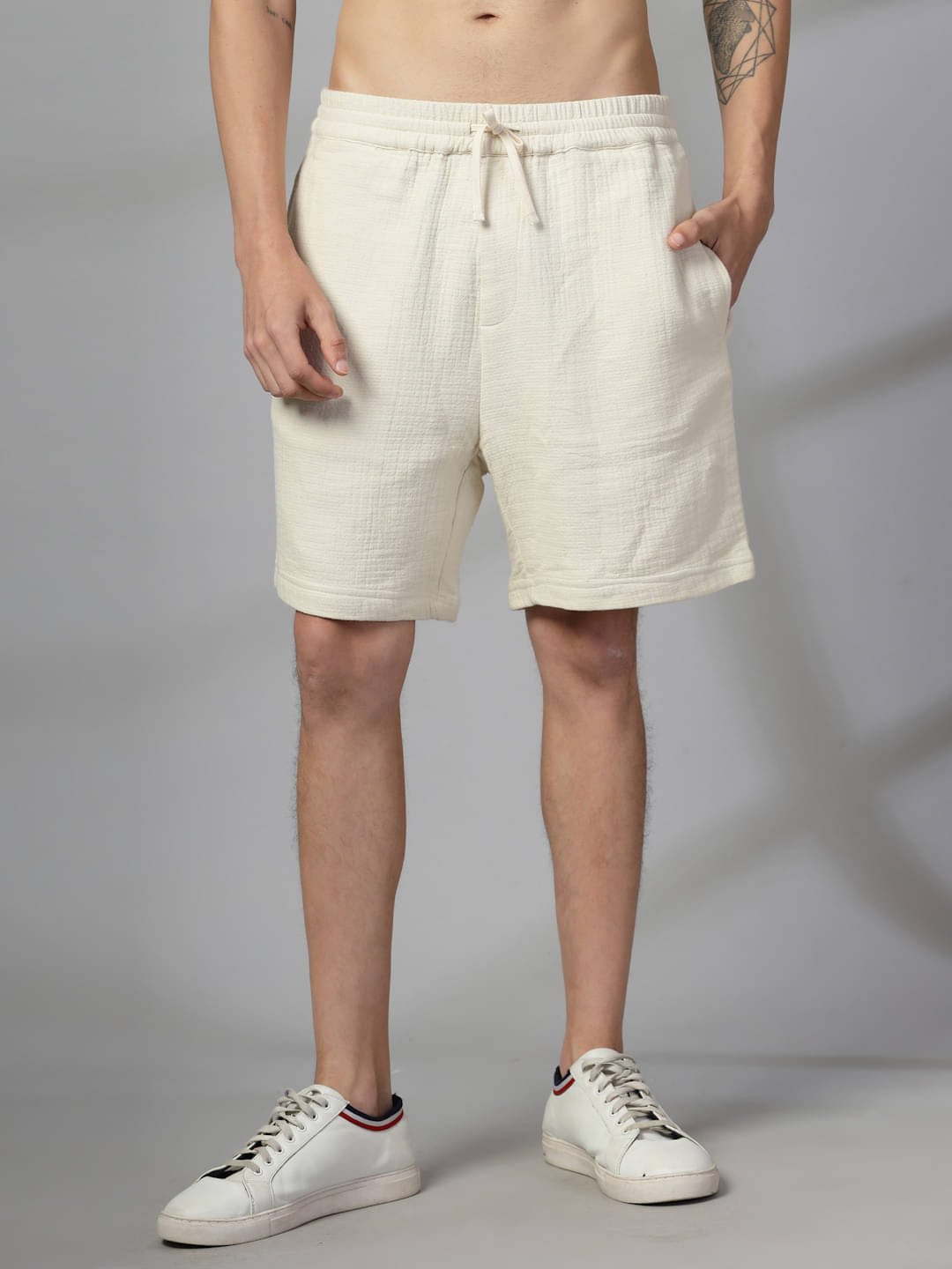     			Rue Collection White Cotton Men's Shorts ( Pack of 1 )
