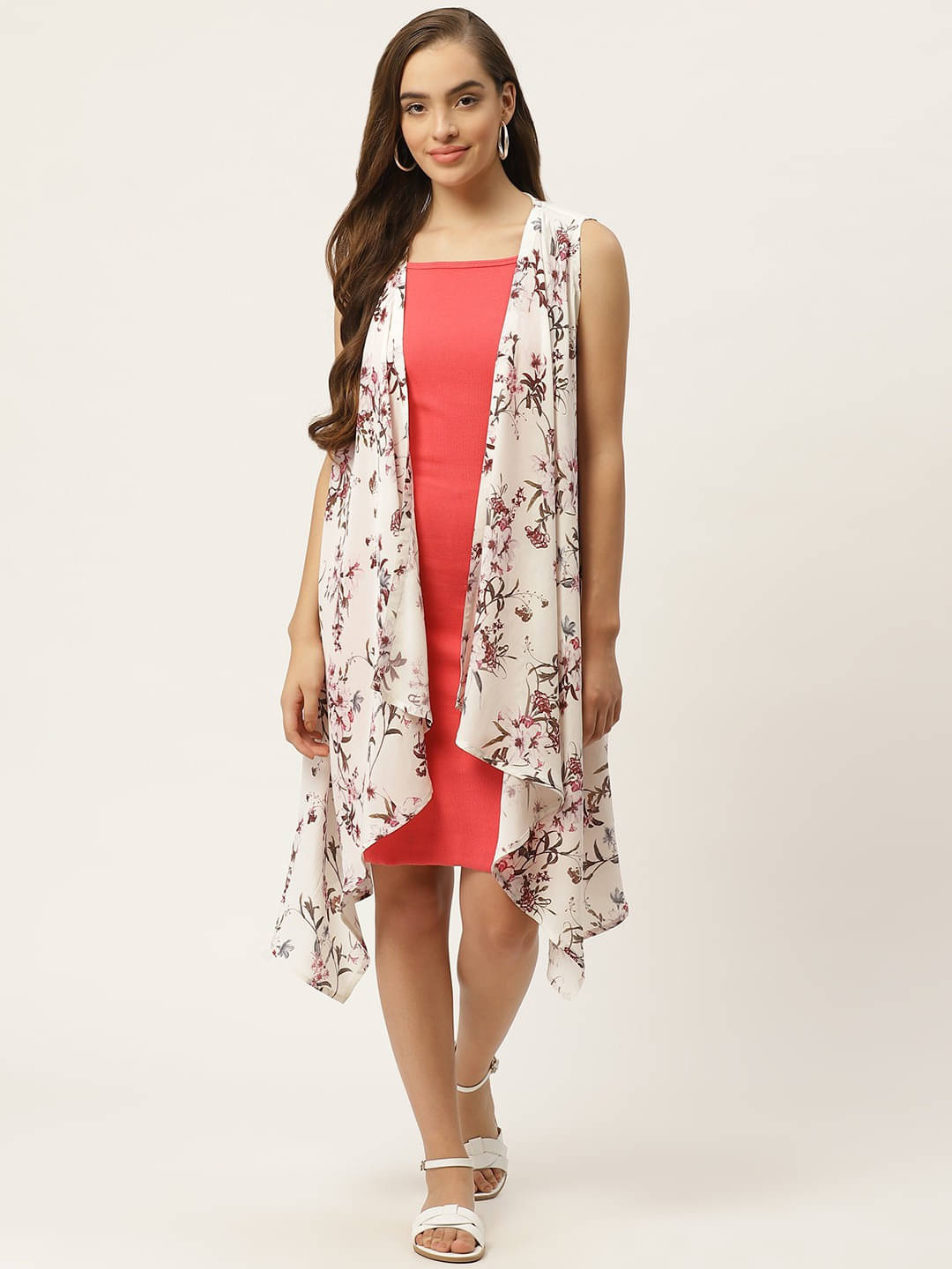     			Rue Collection Women Polyester Blend Printed Long Shrug ( Multi color )